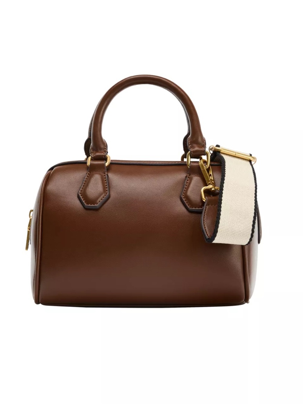 Zara Brown Leather Satchel with Contrast Strap